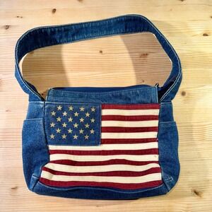 Denim American Flag Purse Shoulder Bag Y2K Patriotic USA Stars Stripes July 4th